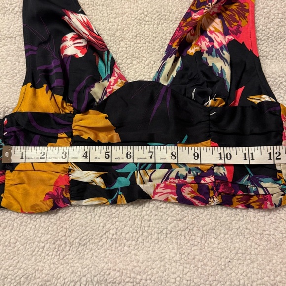 Free People Seraphina Floral Halter Top in Black Combo Multicolor Cropped Wrap - Picture 6 of 15